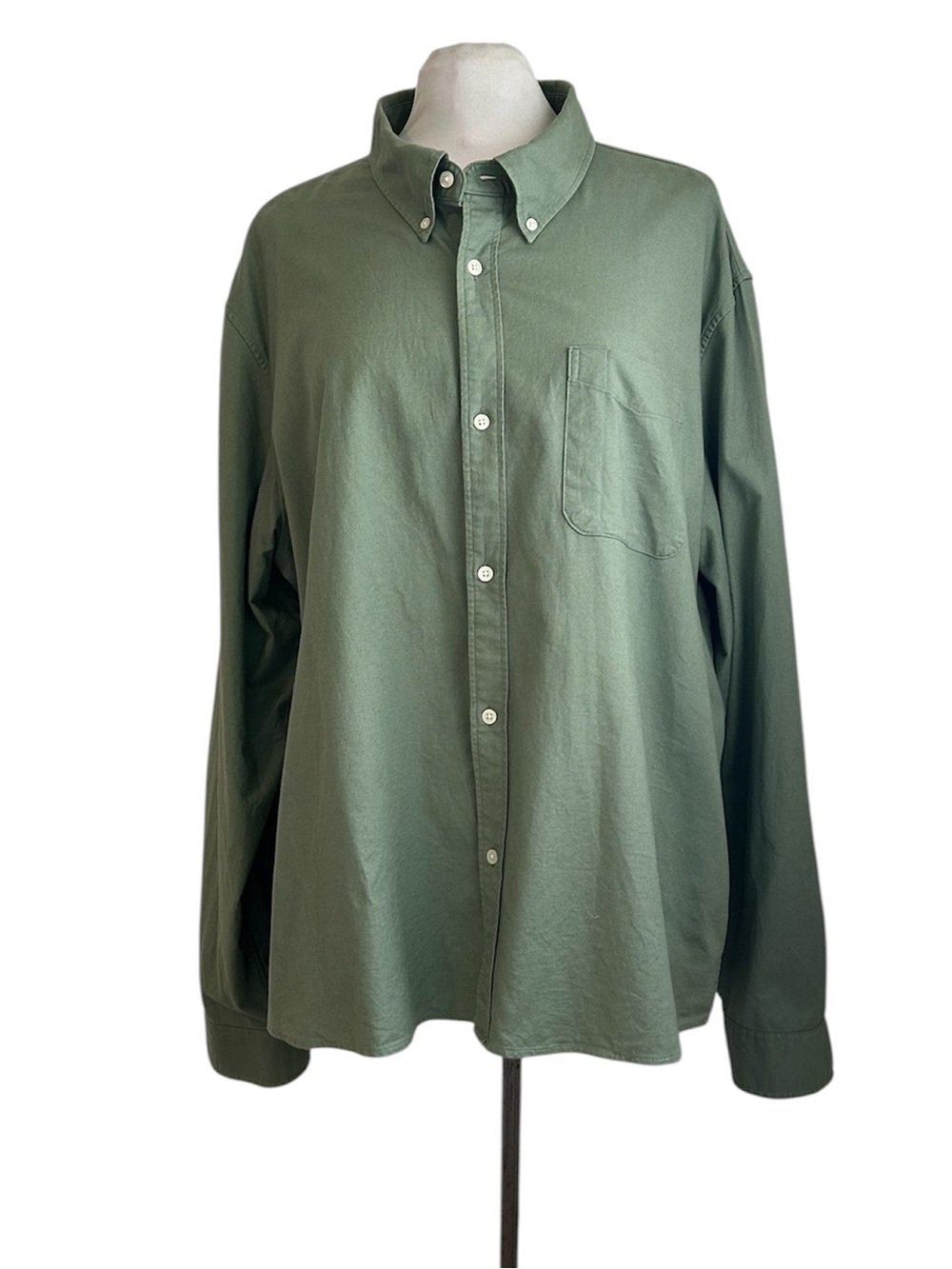 GAP Oxford Button-Down Long-sleeve Shirt XXL - Twig Green